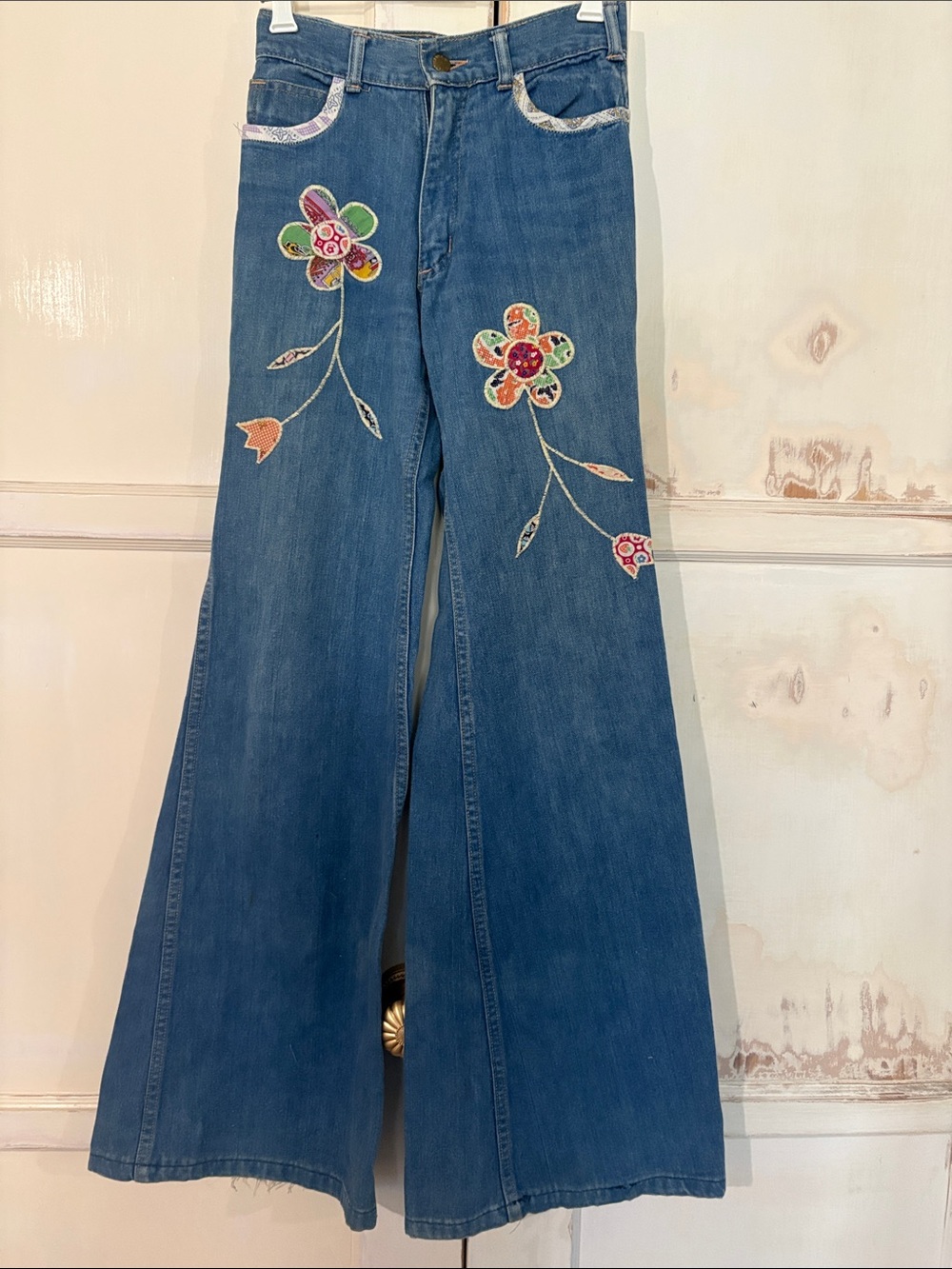 Vintage Floral Patch High-Rise Wide-Leg